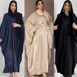 Etnik Giyim Müslüman Moda Parlak İpek Saten Batwing Sleeve Robe Dış Ticaret Artı Beden Kadınlar Abaya Uzun Elbiseler Setleri