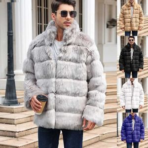 Herrenfell Kunstfell Herren Künstliche Pelzjacke dick und flauschig im Winter lang und warm mit einem pelzigen Mantel luxuriöser Pelzjacke Bontjas Jacke Herren 2023 T240523