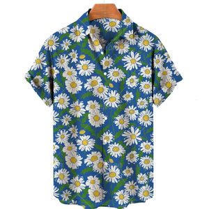 2022 Nya Hawaiian Men Kvinnor Oljemålning Floral Print Haruku Style Casual Shirts Kort ärm sommartoklänning