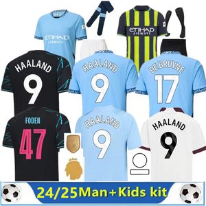 2024 2025 Haaland Soccer Jersey de Bruyne Mans städer Grealish Kovacic Foden Ferran 24 25 Men Kids Football Shirt Uniforms Rodrigo J.Alvarez