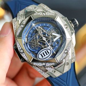 Diamond Watch 7750 chronograph Mechanical movement 45mm Sapphire Luminous Business Wristwatches Steel Relojes motre be luxe men watches