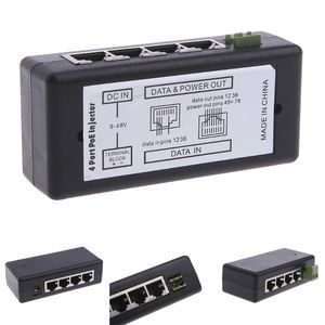 4 Порт -инжектор POE для видеонаблюдения IP -камеры Power Power Over Ethernet Adapter Poe Adapter