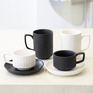 Tazze Ceramica creativa tazza classica classica tazza di caffè in pietra bianca nera casa el tazze amanti giapponese semplice acqua