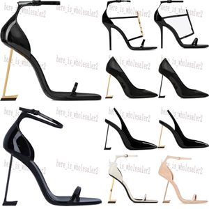 Designer Sandals High Heels klädskor Designerskor klackar Paris Dress Classics Women 8cm 10cm klackar Black Golden Gold Wedding Botts med låda storlek 35-41