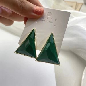 ny svartgrön ny retro stil överdriven geometriska triangelörhängen för kvinnor tjej gåvor franska modesmycken design personlig örhängen fest cool