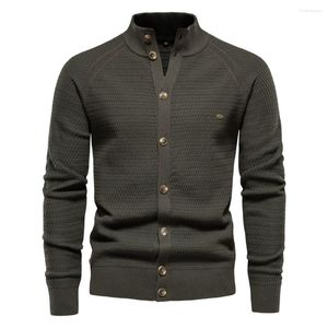 Blusas de masculino mico para masculino Cardigan algodão de alta qualidade botão mock sweater de pescoço para designer de moda de inverno cardigans homens