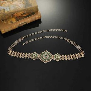 Pasy łańcucha talii marokańska dziewczyna ślubna ozdobiona szlachetnym okrągłym kryształowym pustym metalowym łańcuchem talii Q240523