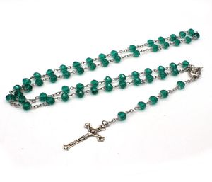 6*8mm Fashion Green Crystal Rosario Collana Regali per i santi cattolici cristiani Accessori per gioielli cristiani Gift5900789