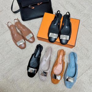 Designer Sandals heels ballet flats eather Innocente slingback heels wedding dress shoes Spring Fall office round head flat work dress shoes High Quality with box