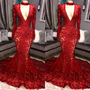 Czerwony królewski błękit wspaniały Bling Sequins Sukienki na bal