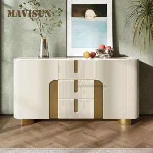Modern Minimalist Sideboard Buffet Slate Cupboard Living Room Furniture Entrance Hall Console Table Kitchen Cabinets In White