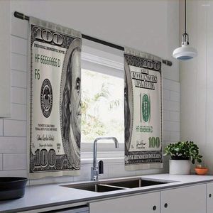 Cortina que vende cortinas impressas de padrão de dólar decoração de janela de estilo retro adequado para decoração de quarto da sala de estar da cozinha