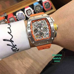 RM Watch Date Luxury Mens Mechanics Watch Demi RM052 Ghost Classic Legend Hollowed Out Skull Outline Highlights