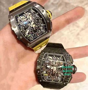 RM Watch Date Trend الآلات التلقائية الآلات الكربون الألياف التيتانيوم الصلب R Watch Hollow Out توقيت RM011 مقاوم للماء 035 الرجال