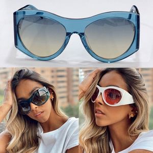 Solglasögon för kvinnor högkvalitativa designer senaste solglasögon 4392 mode shopping katt ögon oval blå stor ram design dam club party 248n