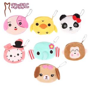 Bolsa macio macio panda cartoon cão mulheres bolsa de moeda fofa zíper para crianças garotas moedas carteira USB Headset Mini Bag Key carteira Y240524