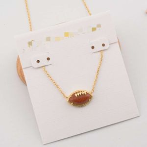 Designer Jewelry Kendrascotts Necklace Copper Plated True Gold k Jewelry Rugby Football Sandstone Fishbone Shape Pendant Necklace Short Neckchain Collar Chain