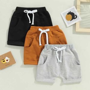 Shorts 10-01-03 Lioraitiin 0-3-year-old toddler boys 3-piece short Trousers casual party street spring/summer solid drawstring pants Y240524