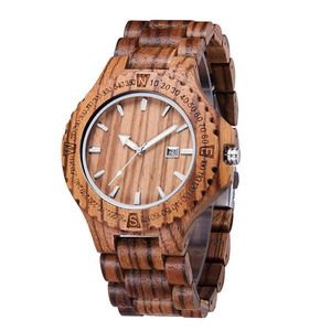 Bestseller duże zegarki dla mężczyzn bambusowe zegarek ręczny cienki designerski zegarek retro prosty drewniany kwarc tani zegarek 251k