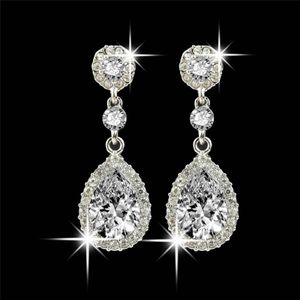 Shining Fashion Crystals Studs örhängen dinglar silver strass Lång droppe örhänge för kvinnor isade ut brudsmycken 5 färger lyx 271c