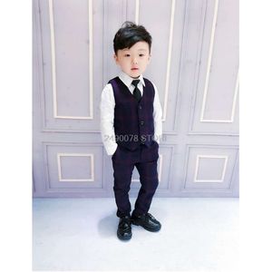 Flowers Jungen bloy formelle Hochzeitsanzug Kinder Geburtstagskleid Jacke Weste Hose Krawatte 4pcs Prom Piano Performance Tuxedo Kostüm