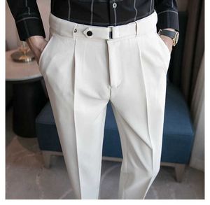 9 Part Pants For Men Pleated Pants Korean Fashion Ankle Length Streetwear Casual Pant Mens Formal Trousers Slacks Chinos New Brand