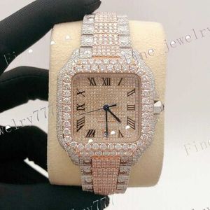 Luxury Customize Pass Diamond Tester Moissanite Diamond Watch Buss Down Stainless Steel Mechanical Wrist Watch