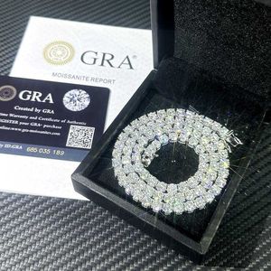 تمرير اختبار الماس S925 Silver Moissanite Chain 2mm 3mm 4mm 5mm 6.5mm نساء الرجال قلادة مويسانيت التنس سلسلة الجملة السعر