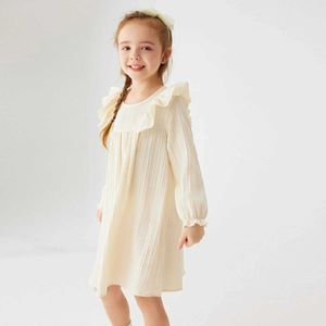 Girl's Dresses Clothing Sets Spring Girls Dress 0-4Y Solid Ruffle Sleeves Sweet A-line Dress Preschool Girls Long Sleeve Casual Dress Autumn Childrens Clothing WX5.23