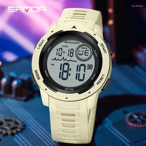 손목 시계 Sanda Led Digital Watch Men 군용 군대 스포츠 손목 시계 최고급 방수 방수 남성 전자 시계 remogio