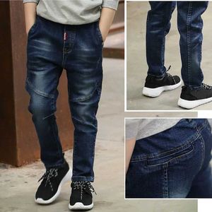 Kvinnors jeans diimuu 4-11 år gamla pojkar kläder smala raka jeans unga byxor barns denim klädbyxor elastiska midja botten q240523