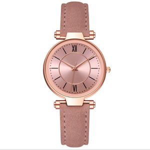 McyKcy Brand Leisure Fashion Style Womens Watch Good Selling Pink Leather Band Quartz Battery Ladies Watches Wristwatch 2724