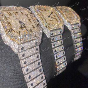 Wysokiej jakości hip -hop spersonalizowany mrożony mrożony moissanite Diamond Watch for Men VVS Diamond Watch Prezent