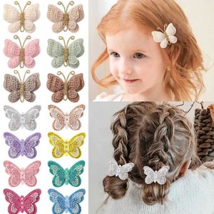 Hair Accessories Hair Accessories 2 pieces/set of butterfly hair clips gradient floor hair clips golden cute haute couture for girls WX5.227463