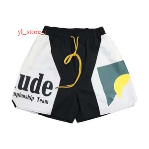 Designer Shorts Rhude Shorts Summer Fashion Beach Pants Men High Quality Ushigh Street Classic Letter Cotton Sweatpants Men's Drawstring Elastic Shorts 05 cc