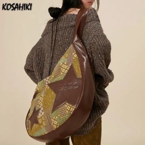Y2K Esthetic Personality Star Tote Bags Canvas Streetwear Wysoka pojemność ramion Trenda torebki HARAJUKU Crossbody 240524