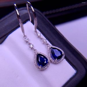 Серьги -грибы E320 Sapphire 18 K Gold Jewelry Natural 2ct Royal Blue Gemstones для женщин