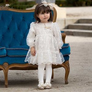 Girl's Dresses Clothing Sets Dave Bella Spring New Baby Dress Long sleeved Girl Princess Dress Birthday Party Dress Beige Embroidered Dress DB1230351 WX5.23