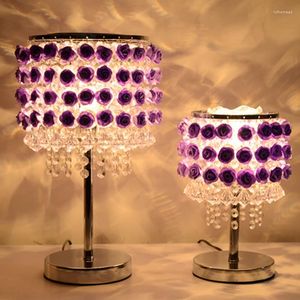 Table Lamps Personalized Creative Wedding Gift Lamp Simulation Rose Crystal Living Room Bedroom ZA SJ58