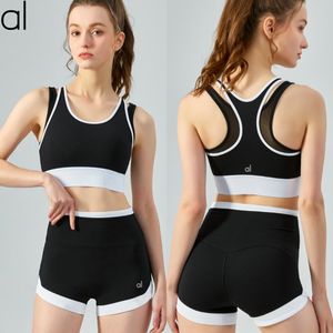 AL-292 Women Yoga Set di biancheria intima sport di fitness traspirato+ pantaloncini ad alta vita che corre set da corsa