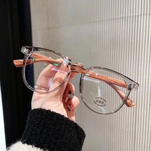 Mode solglasögon ramar anti blå ljusglasögon retro trä ben optisk ram vintage kvinnor transparent lins recept eyewearfashi 344q