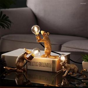 Table Lamps Small Mini Mouse Nordic Lamp Resin Animal Rat Cute LED Home Decor Desk Light Fixtures Luminaire Craft Series