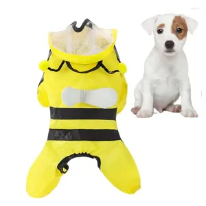 Hundkläder Pet Rain Coat Bee Shape Rain Coat Waterproof för hundar Tecknad jacka med huva och reflekterande remsor Maskin tvättbar