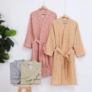 Roupas domésticas Moda Floral Impresso de manga comprida Kimono gaze gaze gaze pijama women insera roubo de banho elsina els