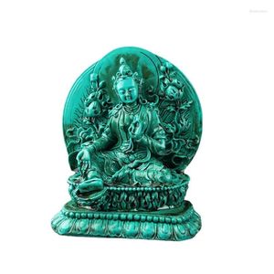 Dekorative Figuren handgeschnitzte chinesische Harzstatue Guanyin Bodhisattva exquisite grüne Dekoration