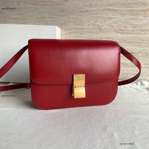 10A Mirror quality designer BagS Women Medium Pure 24cm Teen Polihed Cowhide Leather Shoulder Crobody Red Claic Box Bag Free Shipping