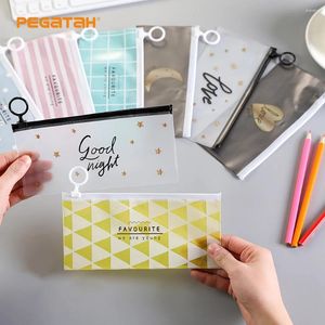 Förvaringspåsar PVC Stationery Waterproof Zipper Office Bills Plastic Folder Files Sundries Organiser Kids Student Pencil Wallet