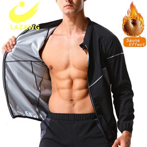 LAZAWG Men Sauna Tops Zipper Body Shaper Waist Trainer Vest Gym Weight Loss Fat Workout Slimming Shirt Sweat Thermal Suit 240521