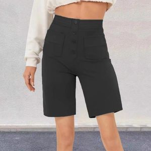 Women's Shorts Women High-waisted Abrasion-resistant Stylish High Waist Buttoned With For Work Everyday