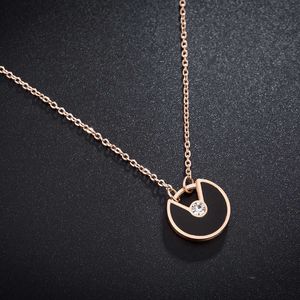 Naszyjnik wózka Amulet Nowy biżuteria Diamond Rose Gold Okrągły czarny łańcuch z oryginalnym naszyjnikiem ZWJB